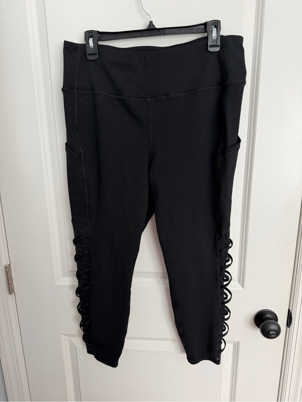 torrid Black Active Capri Leggings with Side Lace-Up Panels